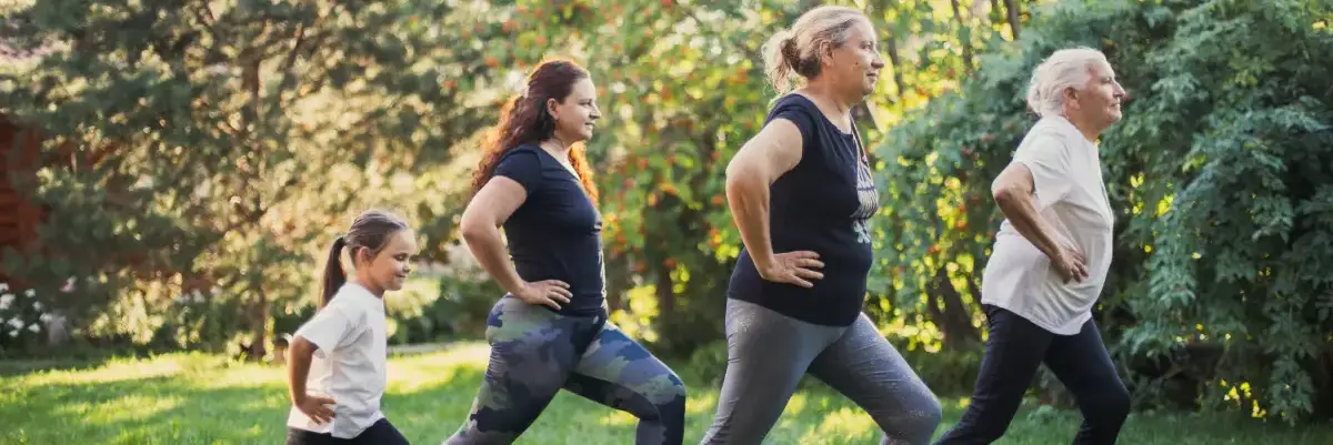 group of people doing outside exercise