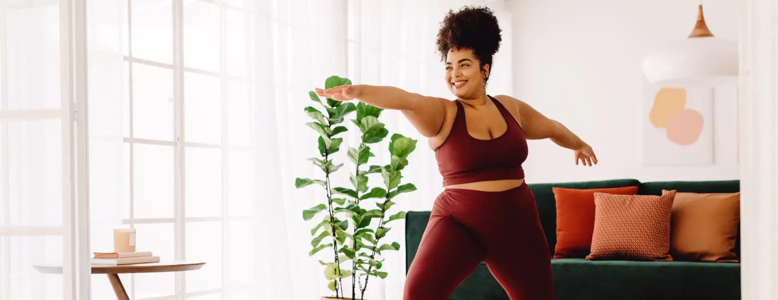 woman exercising at home